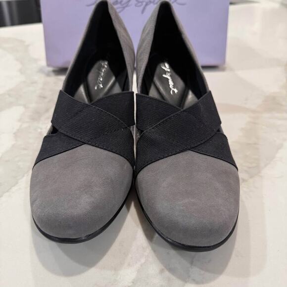 Easy Spirit Caranti Slip On Block Heel Pumps Women's 10 Gray/Black Suede Comfort - Picture 3 of 7